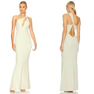 NEW NWT Katie May X REVOLVE Edgy One Shoulder Maxi Gown In Sage Green